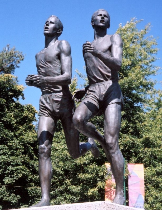 Roger Bannister and Landry, statue